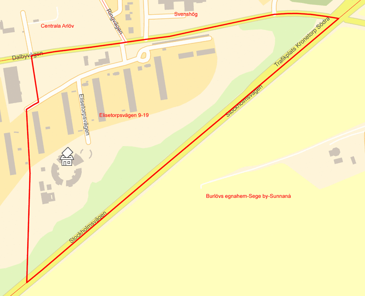 Karta över Elisetorpsvägen 9-19