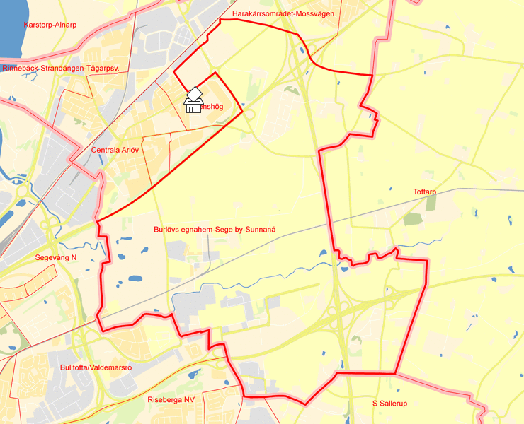 Karta över Burlövs egnahem-Sege by-Sunnanå