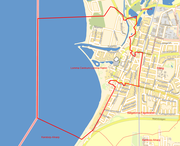 Karta över Lomma Centrum-Lomma Hamn