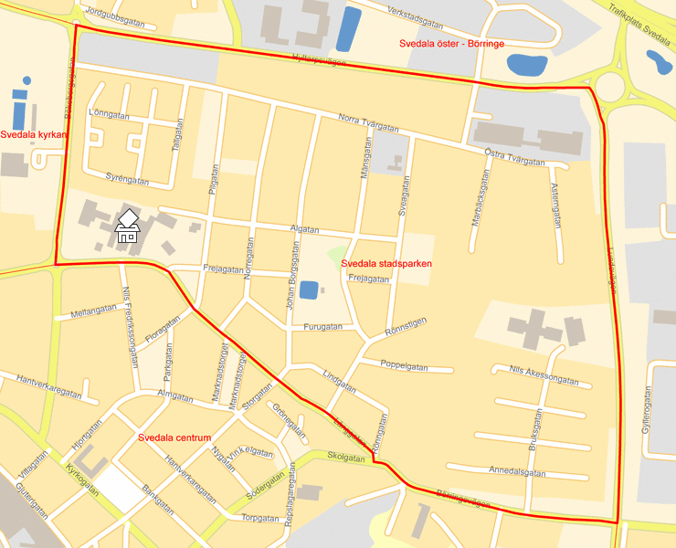 Karta över Svedala stadsparken