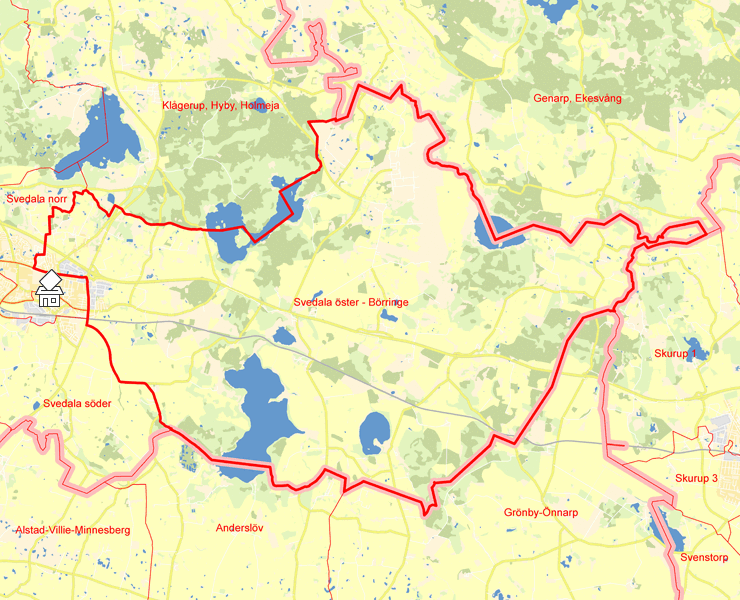 Karta över Svedala öster - Börringe