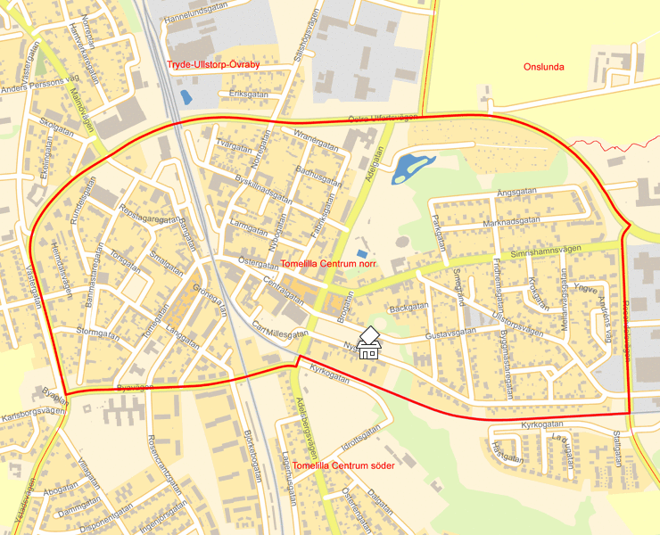 Karta över Tomelilla Centrum norr