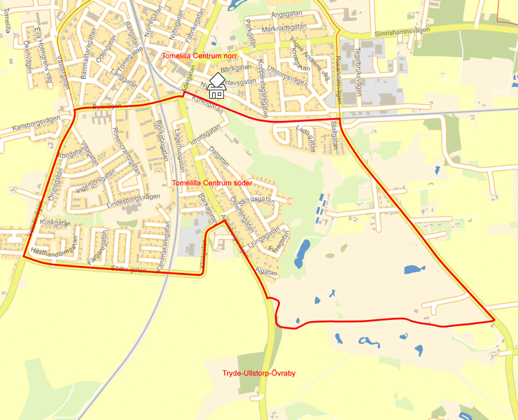 Karta över Tomelilla Centrum söder