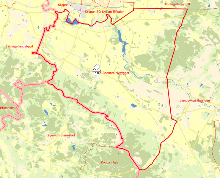 Karta över Krika-Bonnarp-Nybygget