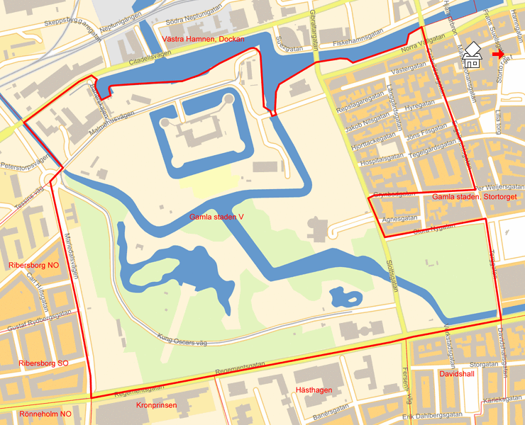 Karta över Gamla staden V