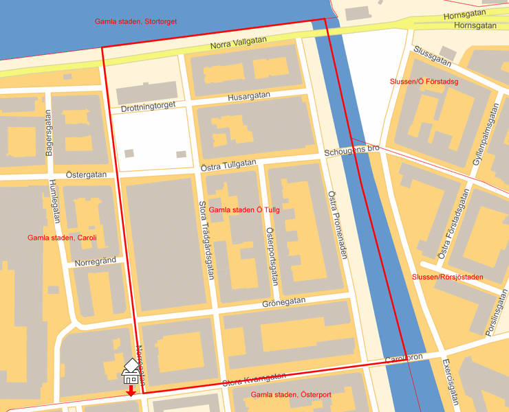 Karta över Gamla staden Ö Tullg