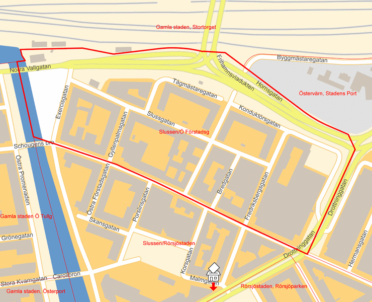 Karta över Slussen/Ö Förstadsg