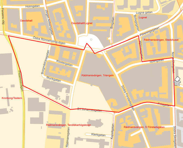 Karta över Rådmansvången, Triangeln