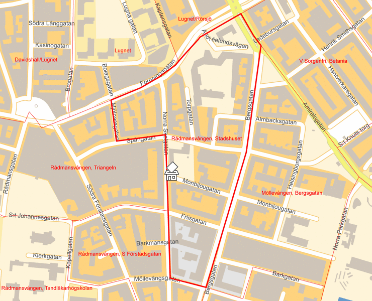 Karta över Rådmansvången, Stadshuset