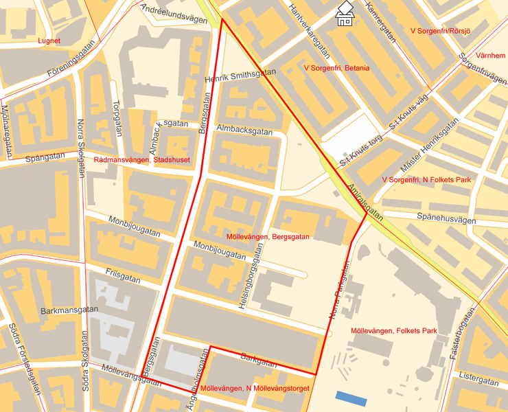 Karta över Möllevången, Bergsgatan
