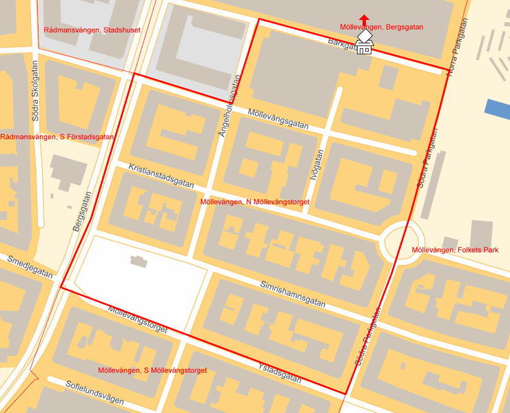 Karta över Möllevången, N Möllevångstorget