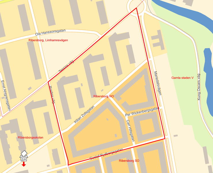 Karta över Ribersborg NO