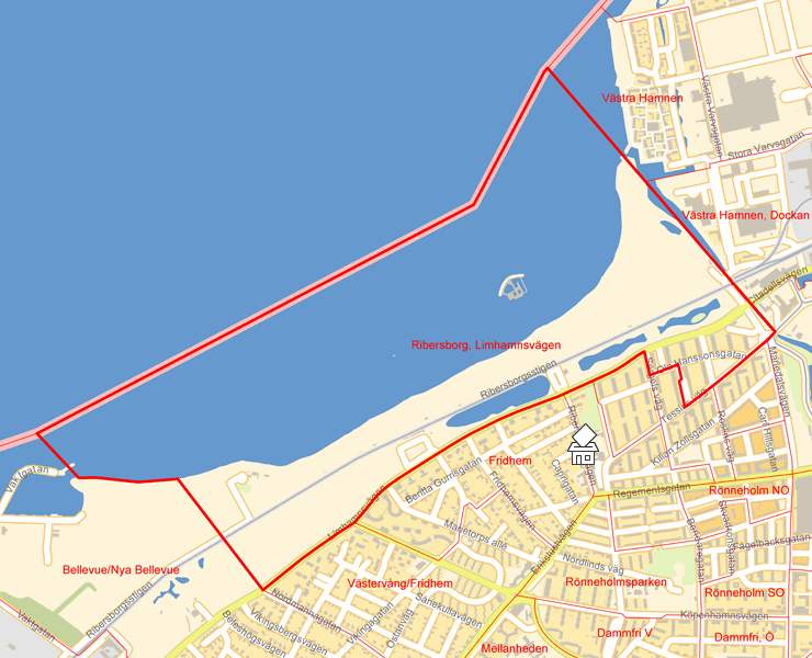 Karta över Ribersborg, Limhamnsvägen