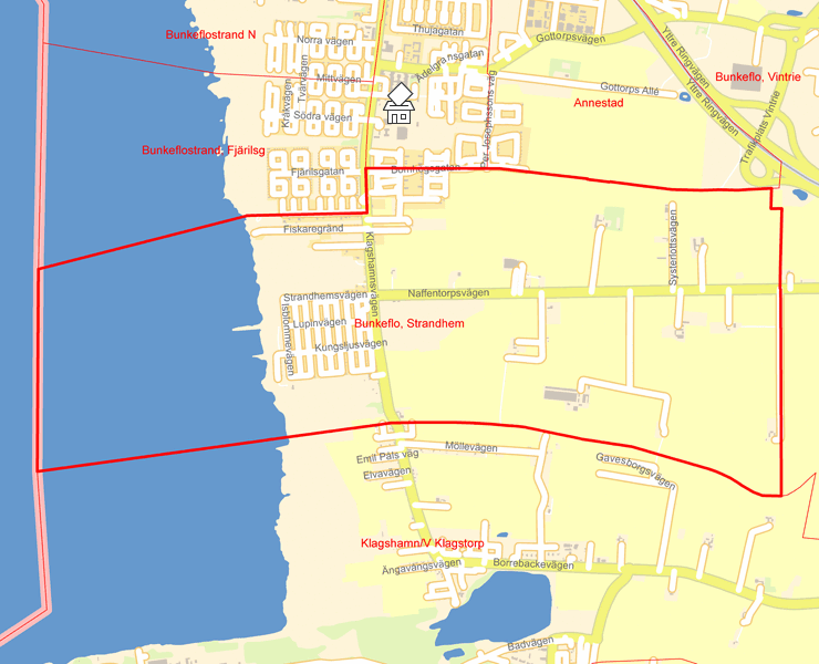 Karta över Bunkeflo, Strandhem
