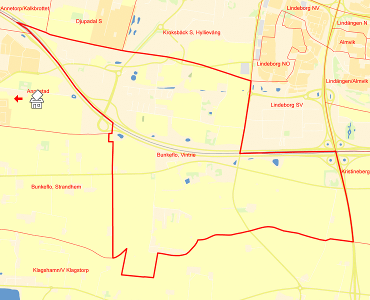 Karta över Bunkeflo, Vintrie