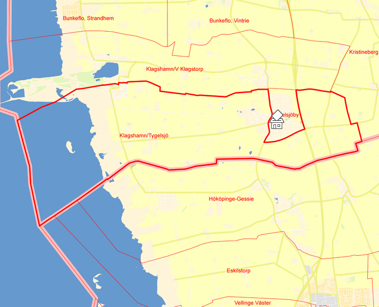 Karta över Klagshamn/Tygelsjö