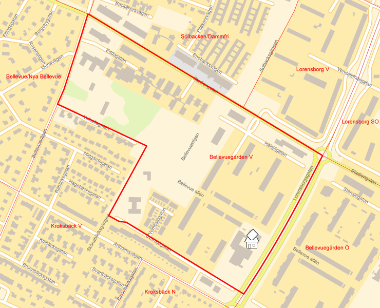 Karta över Bellevuegården V
