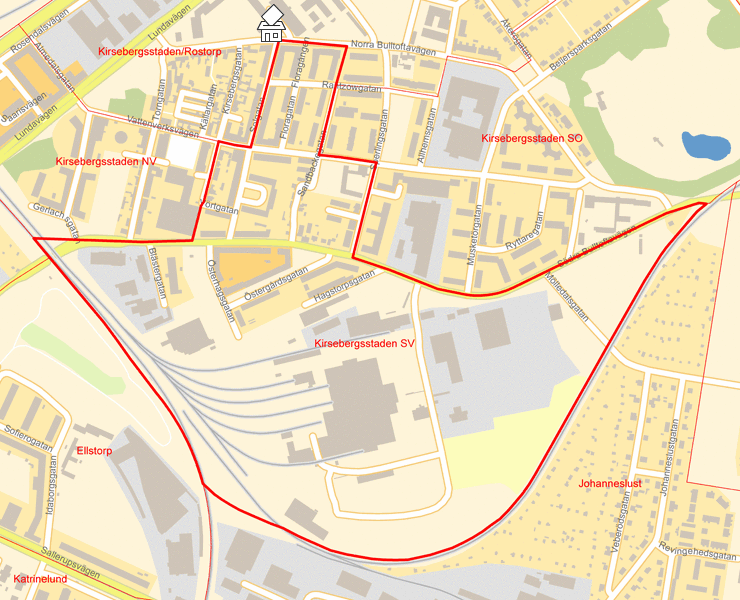 Karta över Kirsebergsstaden SV
