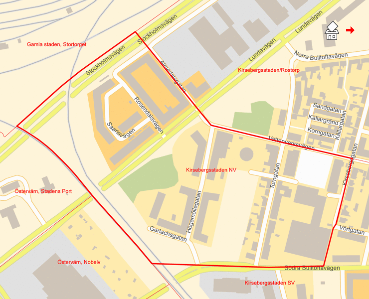 Karta över Kirsebergsstaden NV