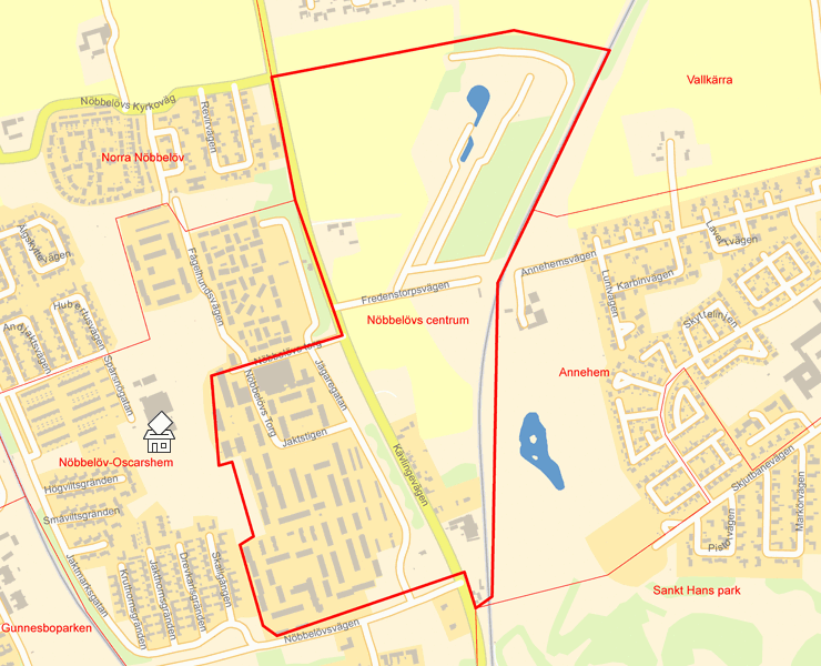 Karta över Nöbbelövs centrum