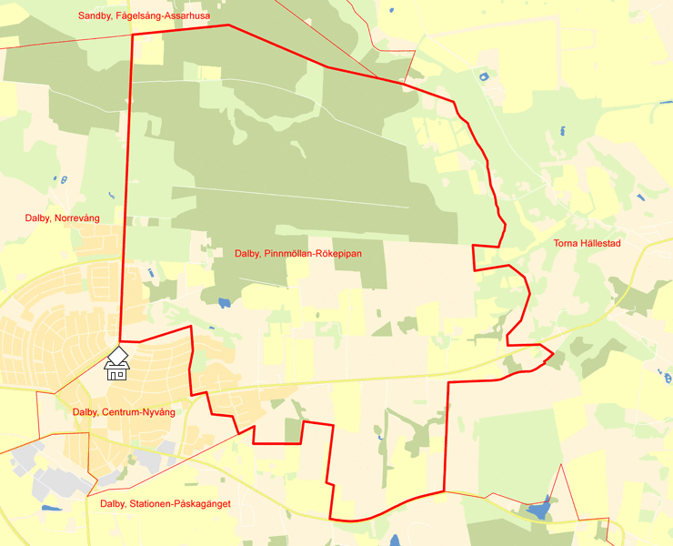 Karta över Dalby, Pinnmöllan-Rökepipan