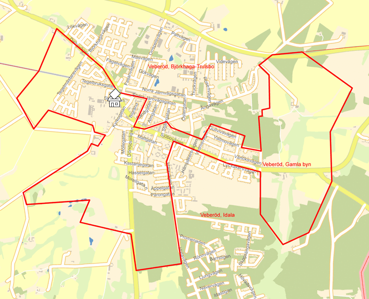 Karta över Veberöd, Gamla byn