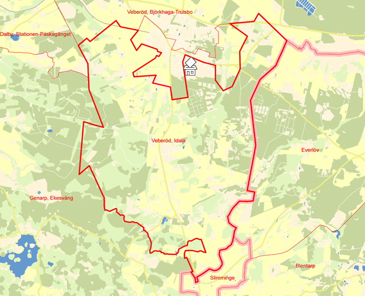 Karta över Veberöd, Idala