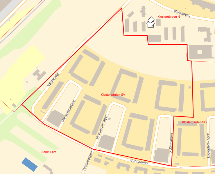 Karta över Klostergården SV
