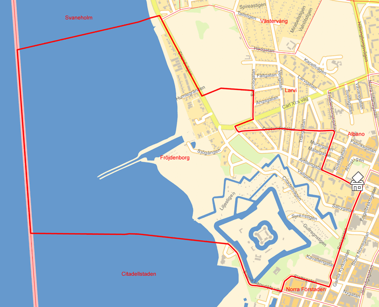 Karta över Fröjdenborg
