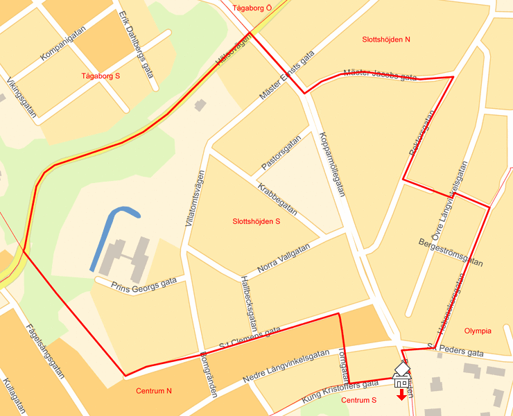 Karta över Slottshöjden S