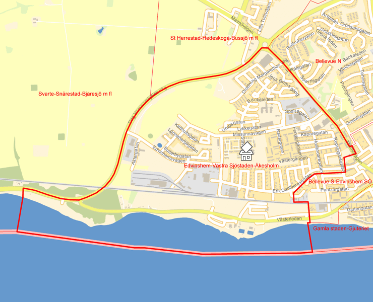 Karta över Edvinshem-Västra Sjöstaden-Åkesholm