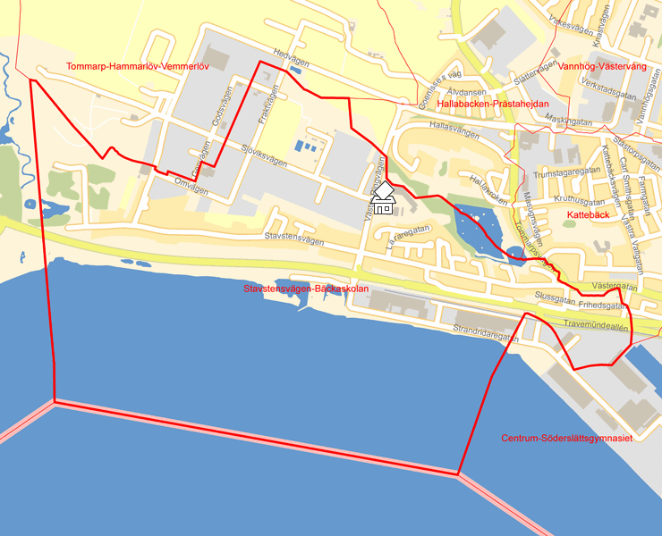 Karta över Stavstensvägen-Bäckaskolan
