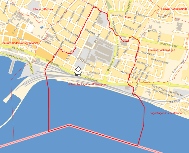 Karta över Johan Kocksgatan-Möllaregatan