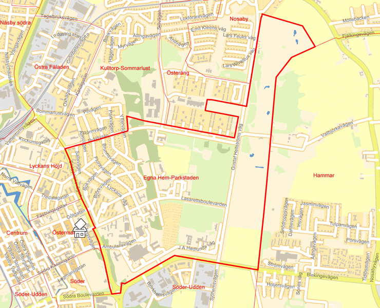 Karta över Egna Hem-Parkstaden
