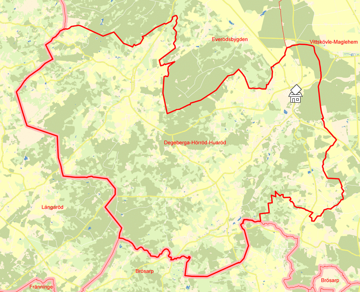 Karta över Degeberga-Hörröd-Huaröd