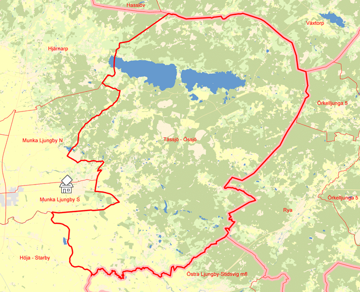 Karta över Tåssjö - Össjö