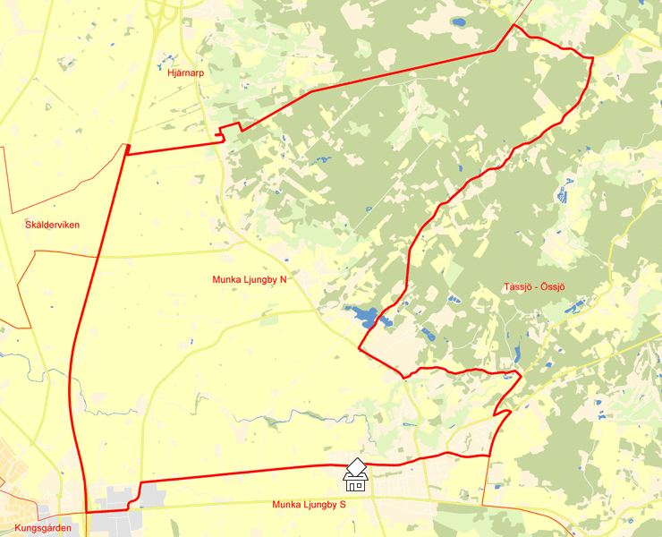 Karta över Munka Ljungby N