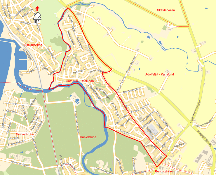 Karta över Luntertun - Roslunda