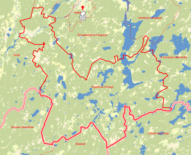Karta över Rydöbruk-Femsjö