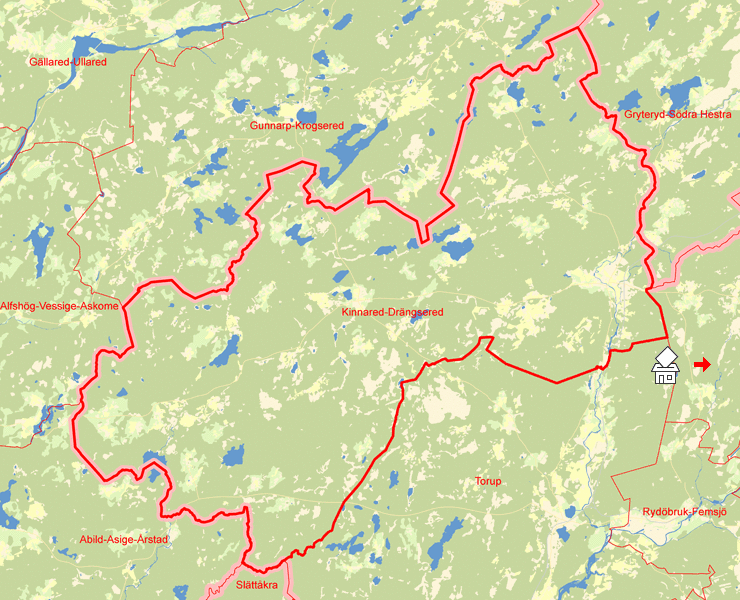 Karta över Kinnared-Drängsered