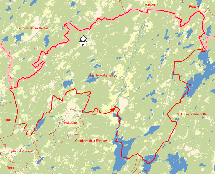 Karta över Landeryd-Långaryd