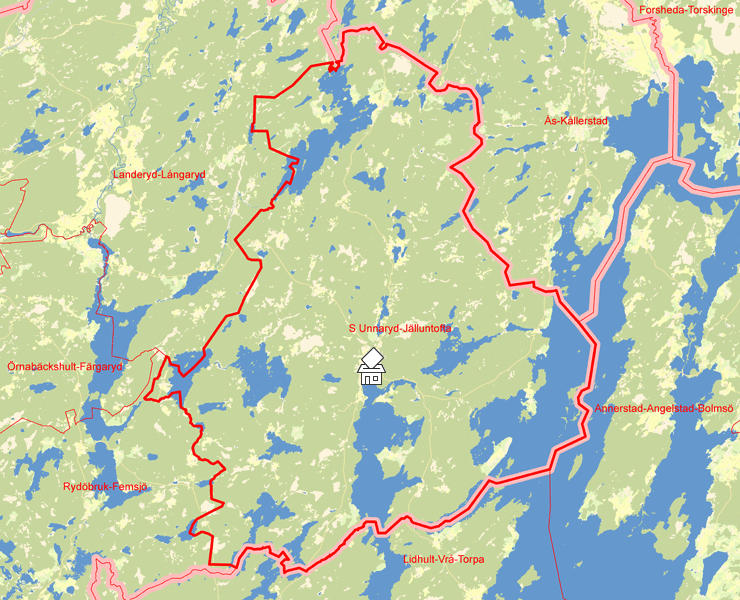 Karta över S Unnaryd-Jälluntofta