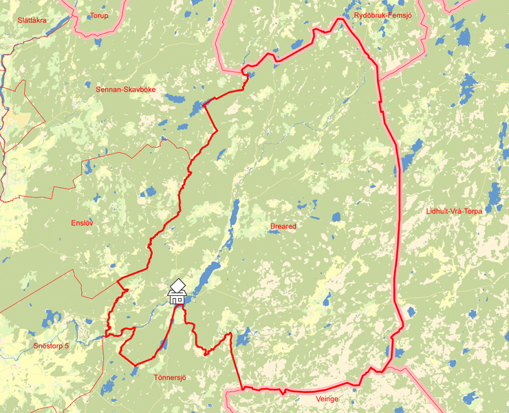 Karta över Breared