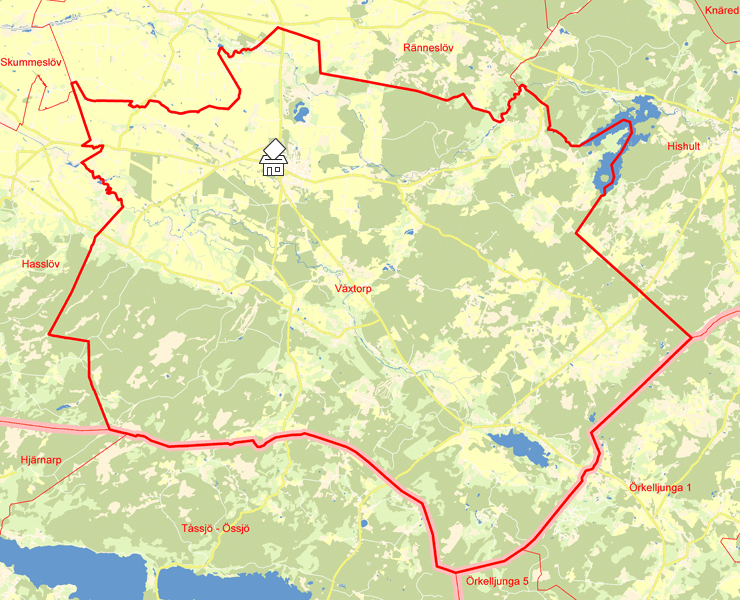 Karta över Våxtorp