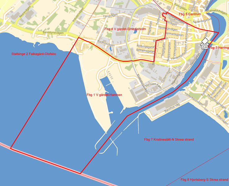 Karta över Fbg 1 V gärdet-Hamnen