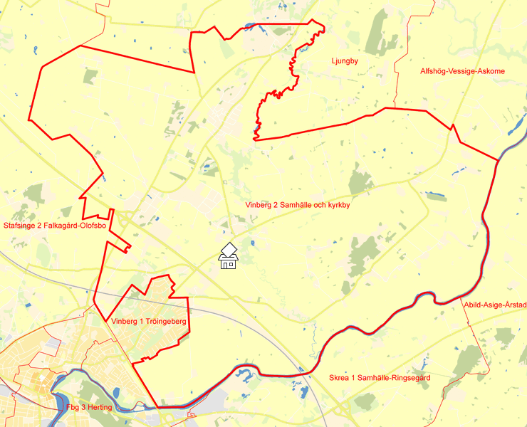Karta över Vinberg 2 Samhälle och kyrkby