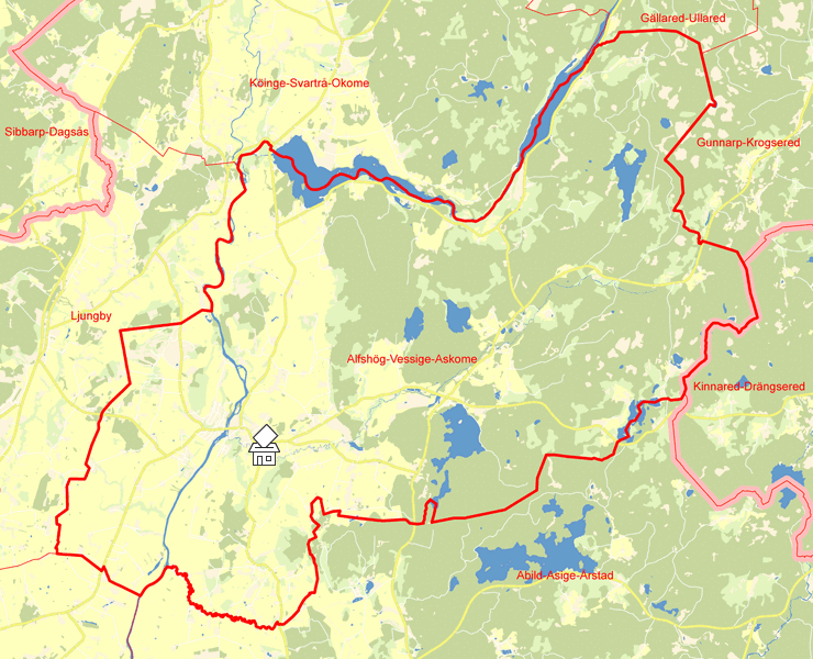 Karta över Alfshög-Vessige-Askome