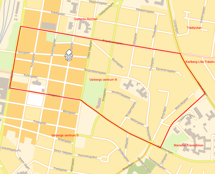 Karta över Varbergs centrum N
