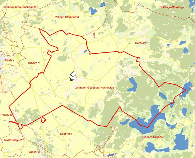 Karta över Grimeton-Gödestad-Hunnestad