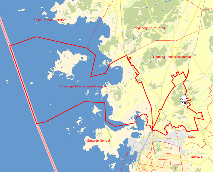 Karta över Trönninge-Trönningenäs-Barnabro